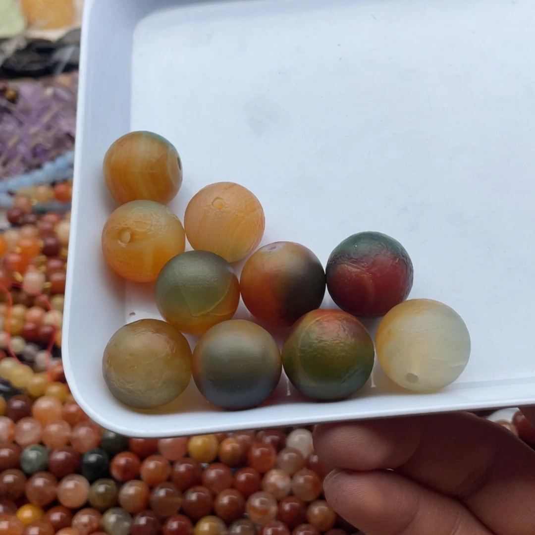 玛瑙/玉髓珠宝半成品未镶嵌两个装卡20mm橘皮孔雀玛瑙圆珠