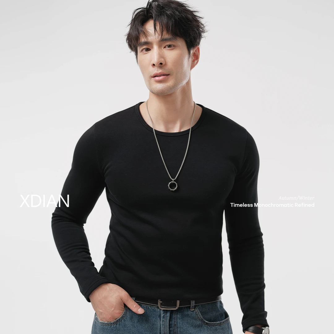 加绒长袖t恤抗起球7A抗菌自发热男士打底秋冬修身打底衫上衣内搭