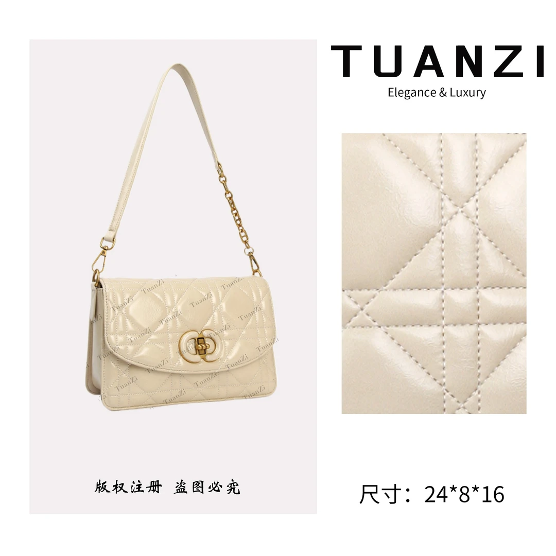 TAUNZI『高端玩家』迪家新款24cm单肩腋下女包 BF-66556-杏色