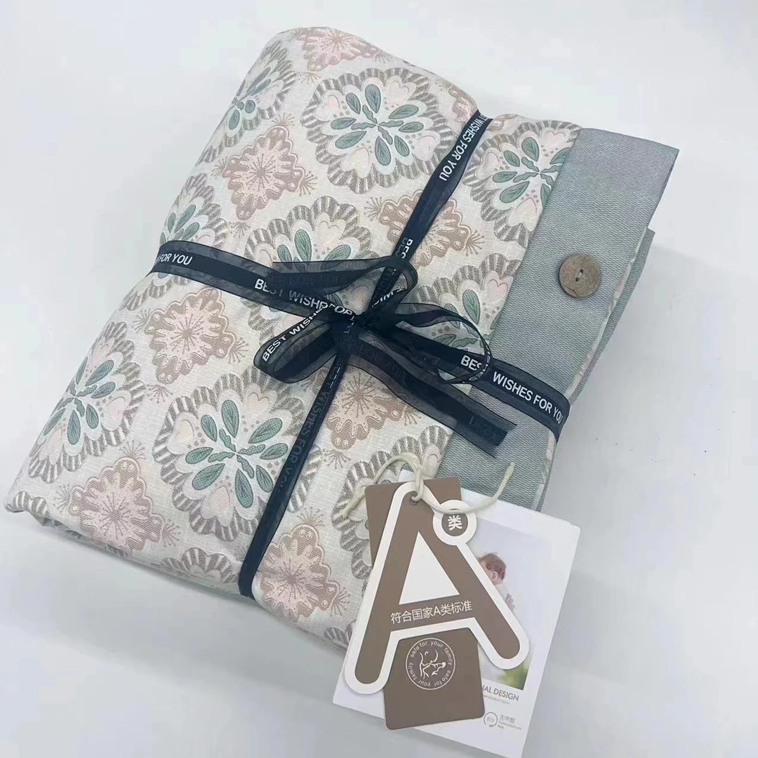 【高货清仓】艾草轻奢长绒棉色织双层纱亲肤四件套