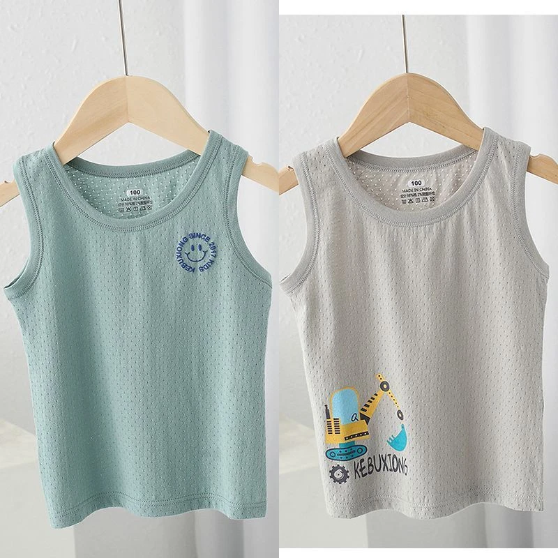 儿童背心薄款网眼内穿护肚夏季跨栏透气背心宝宝打底纯棉男童无袖