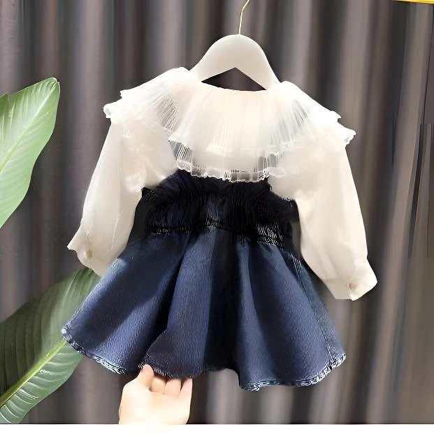 春夏款0-6岁女童时尚牛仔背带裙衬衫两件套装婴幼儿宝宝上衣长袖