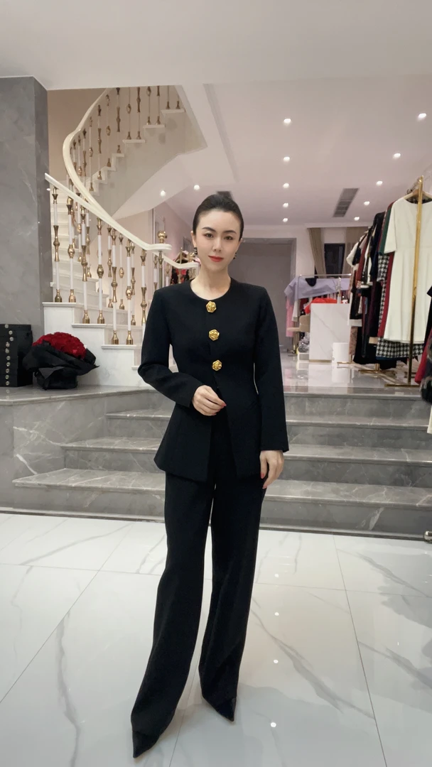 5505【重乔醋酸】研家轻奢高定超气场显瘦气质西装长裤套装（可单拍）