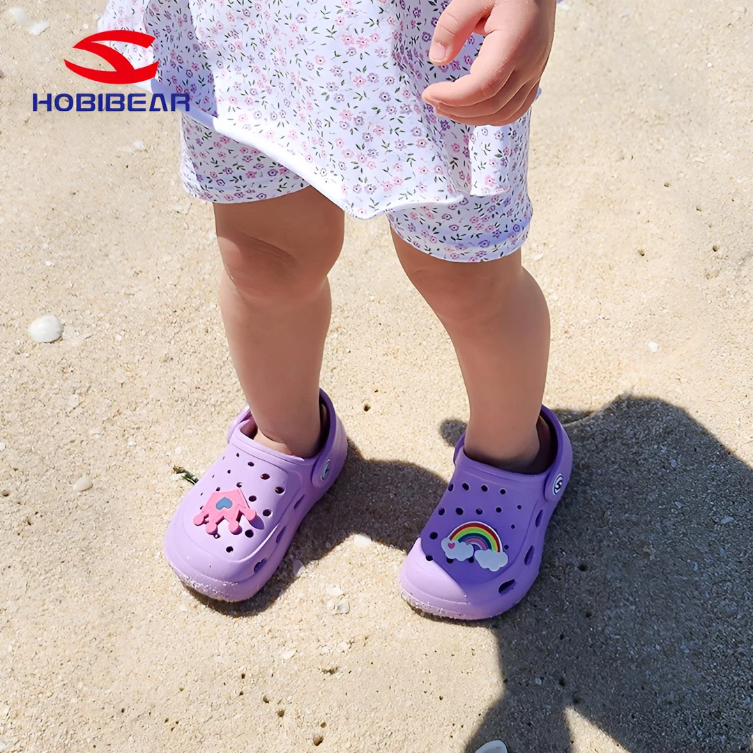 哈比熊新款洞洞鞋女童透气软底包头男透气夏季新款厚底洞洞鞋防滑