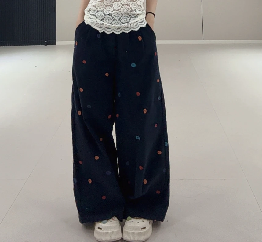 ZHANG.Z.Z【美拉德】灯芯绒秋冬刺绣阔腿慵懒风宽松女装时尚