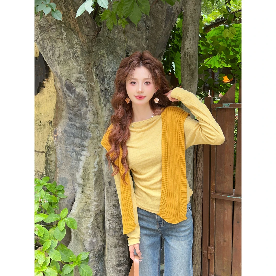 温舒敏【披肩】港风复古小众拼接气质百搭针织披肩MC1989272