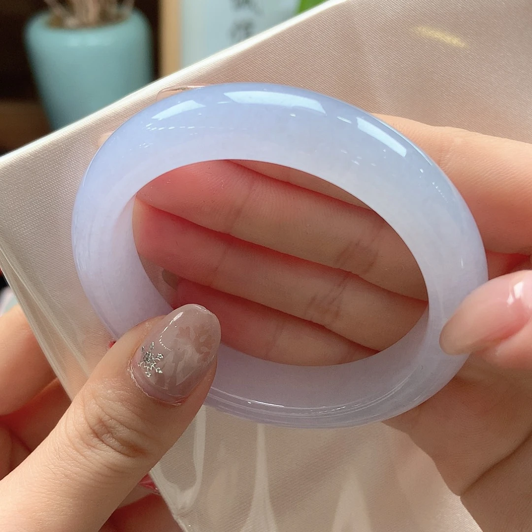 翡翠未镶嵌手镯冰润粉紫59号