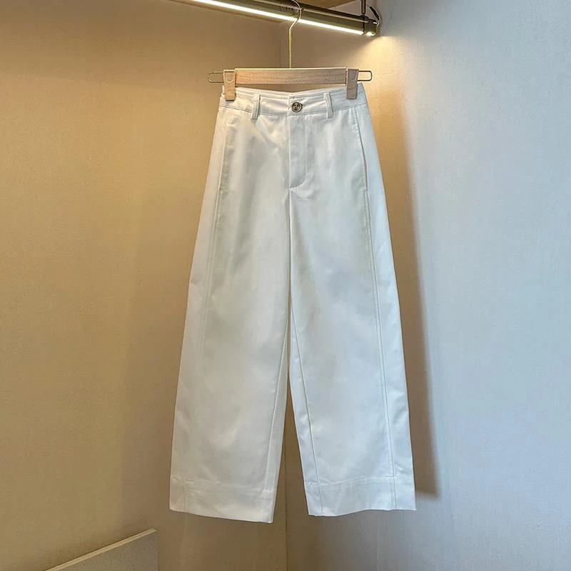 奶白色九分阔腿裤女夏季2025流行新款薄款直筒裤子韩版减龄休闲裤