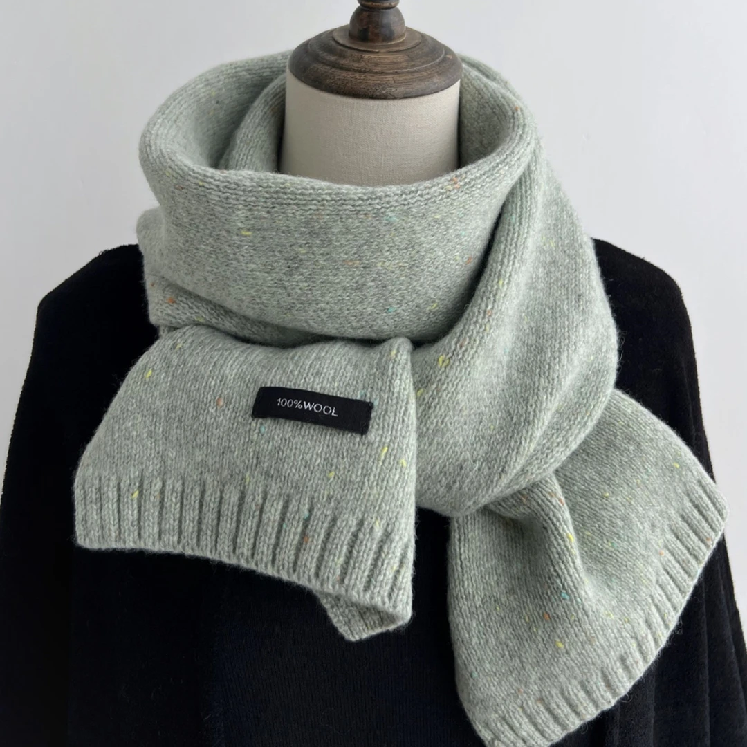 点子纱美利奴100%纯羊毛CHAO细手感针织加厚围巾冬季编织圣诞围巾