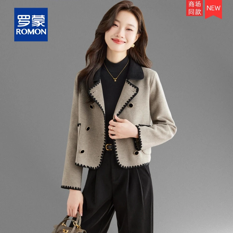 短款小香风双面毛呢大衣女2025春秋新小个子气质百搭西装毛呢外套