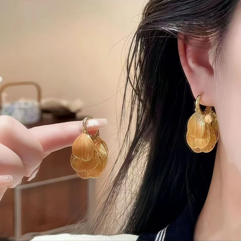 铜合金耳饰 镂空蝶翼树叶流苏耳环耳圈精致高级感小众首饰高级感