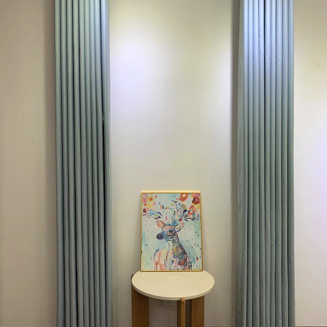 奶油泡芙海盐蓝色新春网红卧室客厅遮光窗帘