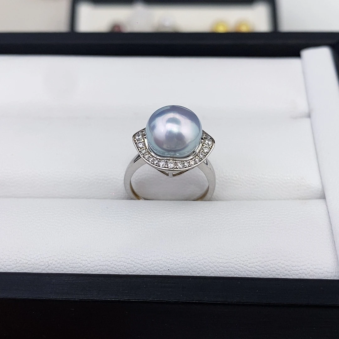 海水珍珠耳饰未镶嵌10.5澳白戒指