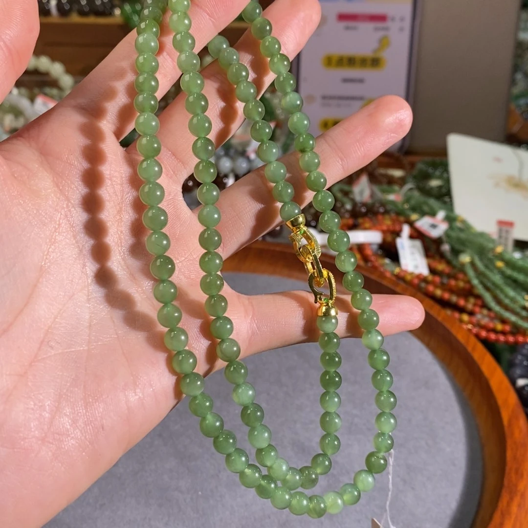 和田玉手链未镶嵌麦**菜