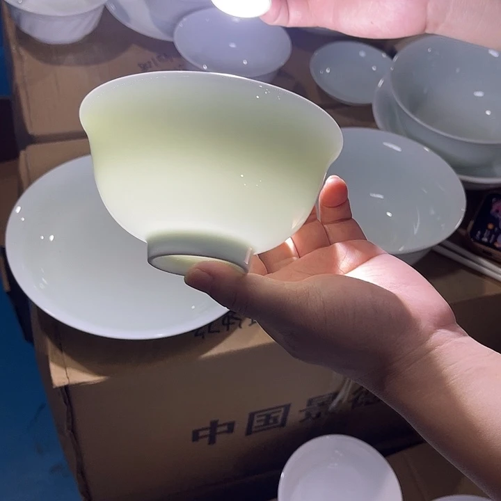 瓷片云青4.75英寸米饭碗六个包邮，带标款