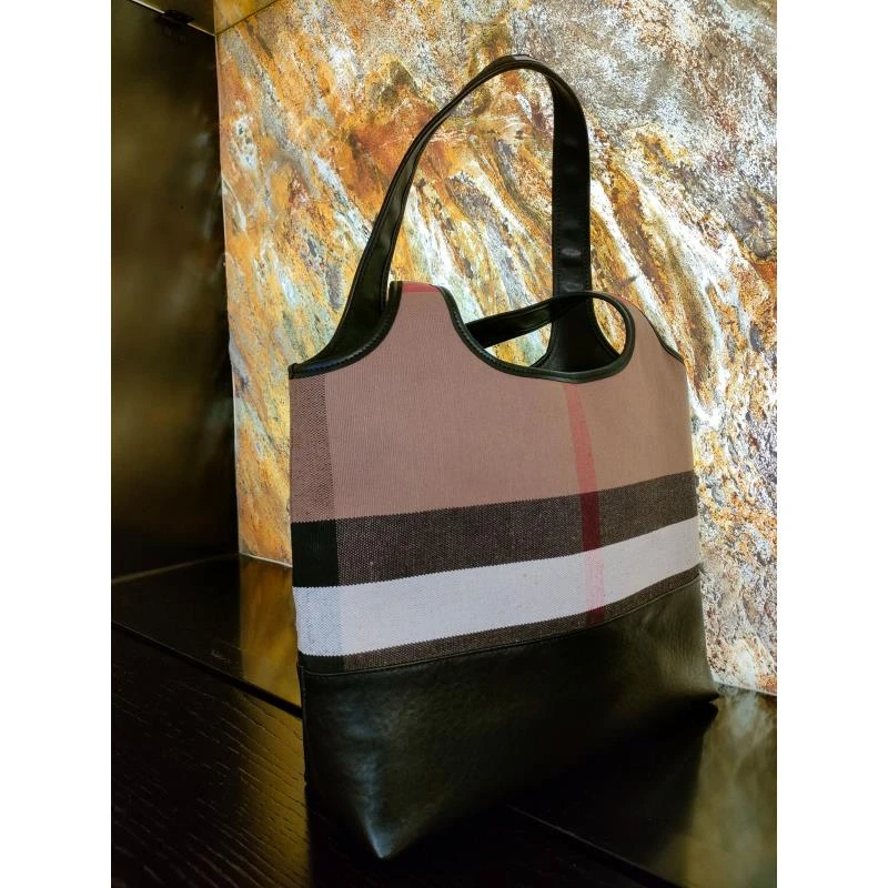 HIRMRIS手工真皮包33-550992-黑 三条纹腋下大托特莉