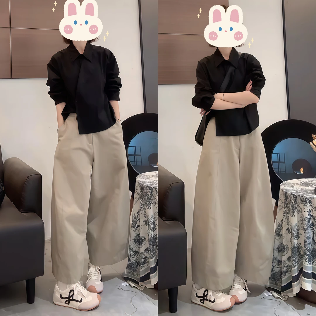 早秋新款小众设计师阔腿百搭休闲裤+法式小众设计师款衬衣BB50146
