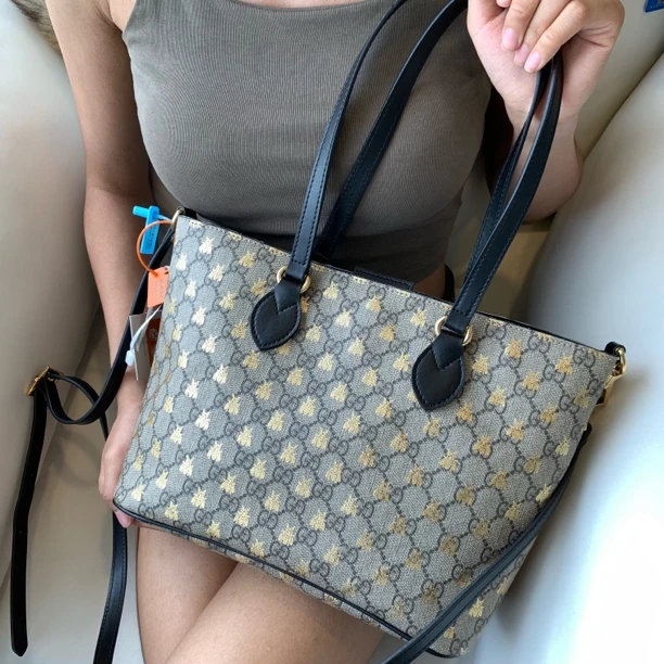 修复品GUCCI/古驰 XM/经典老花金色小蜜蜂菜篮子托特FYWJ01810041