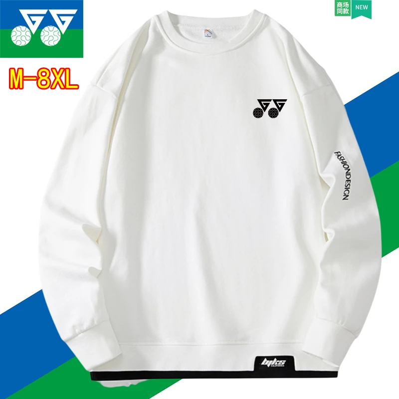 大码羽毛球服男女款春秋季运动长袖卫衣圆领训练服套头外套白色