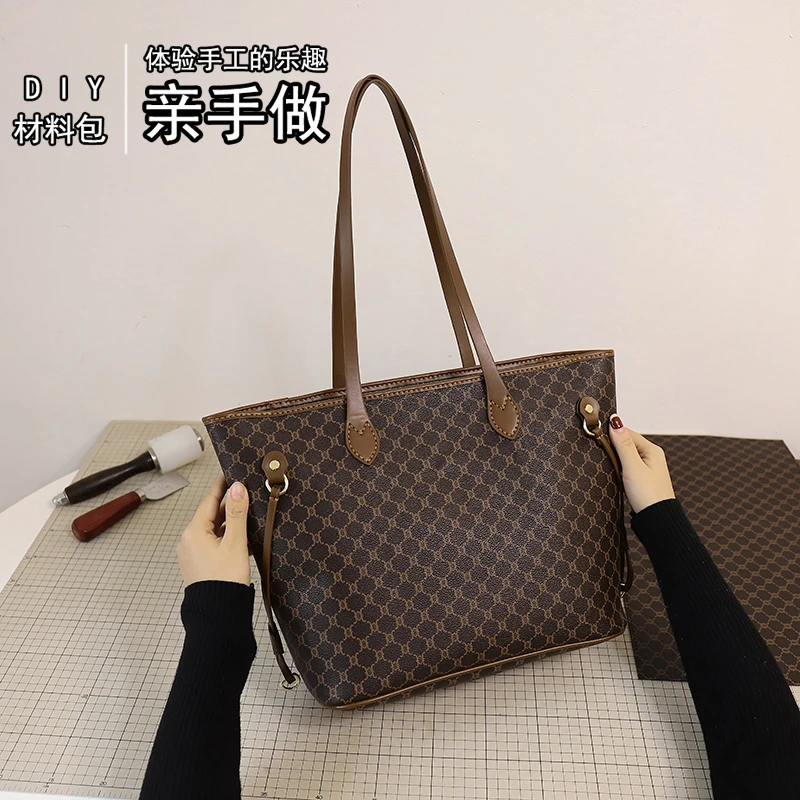 DIY编织大容量托特单肩包轻奢百搭简约单肩印花肩包潮流网红通勤