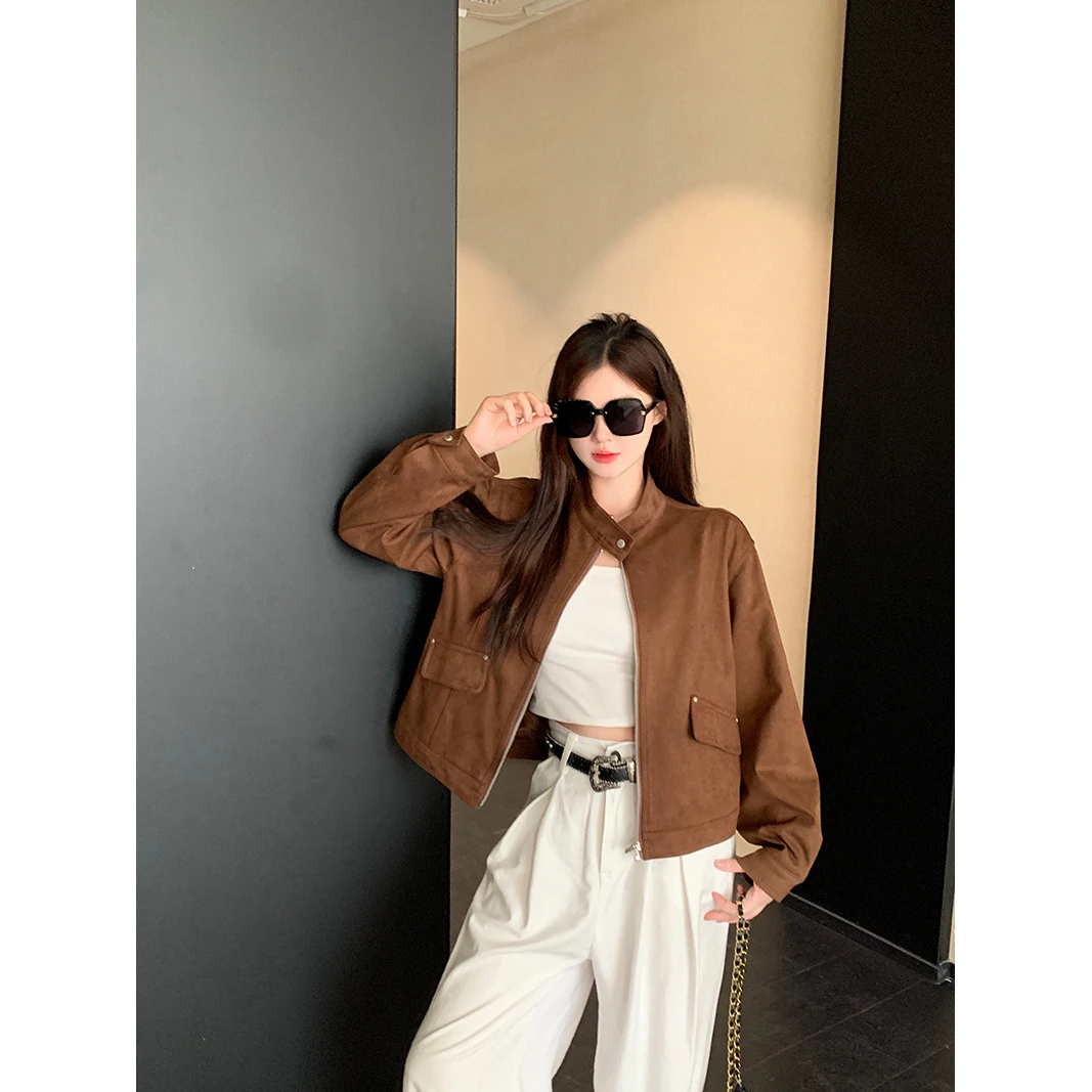 2025秋装新款胖mm美式夹克机车休闲外套