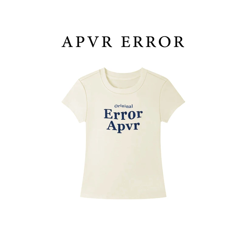 Apvr简约字母刺绣2025年春夏新品短袖休闲百搭显瘦圆领T恤女T628