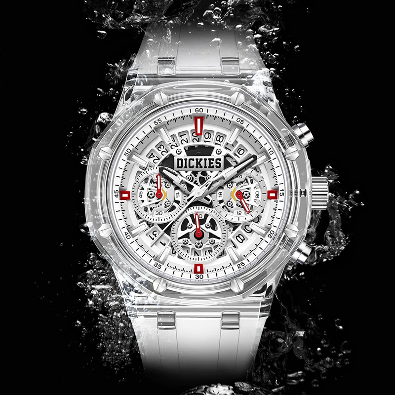 Dickies出游季透明壳初高中学生夜光防水日历情侣手表631高颜值