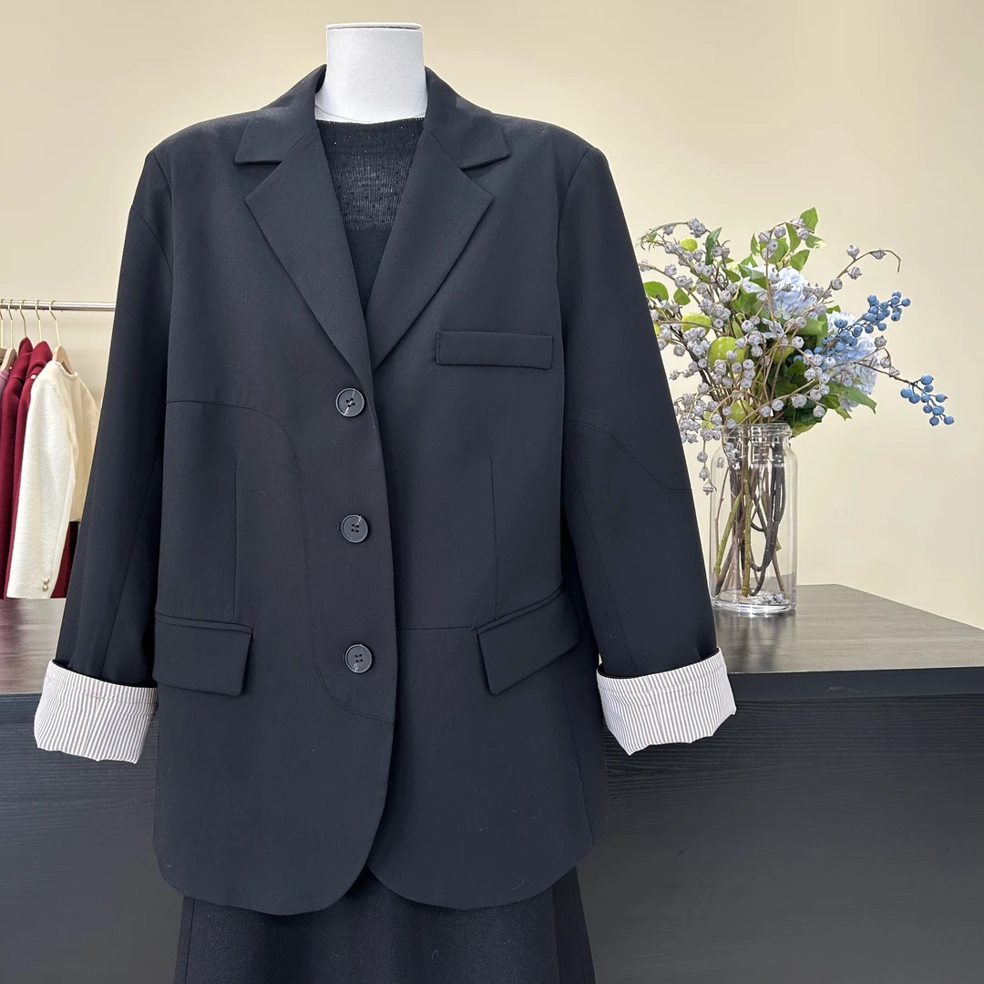 气质休闲黑色百搭宽松韩版网红修身时尚西装春秋小西服小西装外套