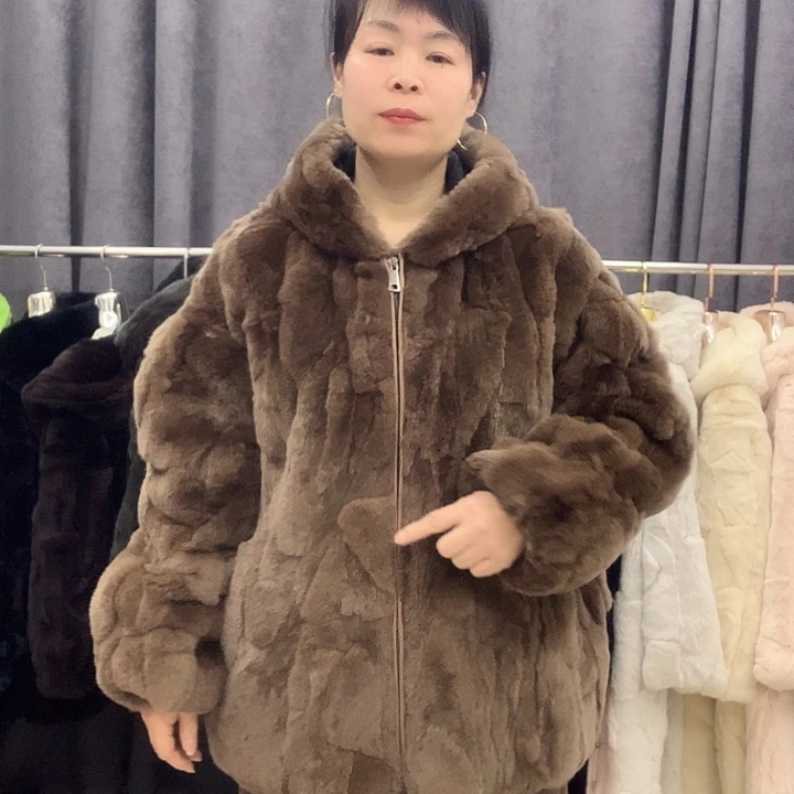 兔皮獭兔外套3xl码