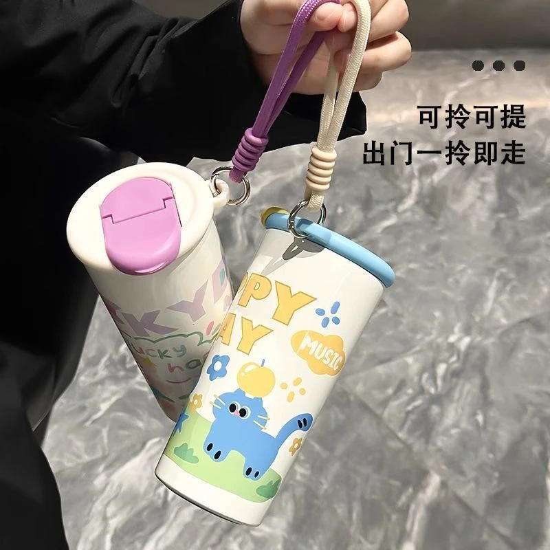 水杯高颜值双层真空咖啡杯便携创意车载水杯女生不锈钢双饮保温杯