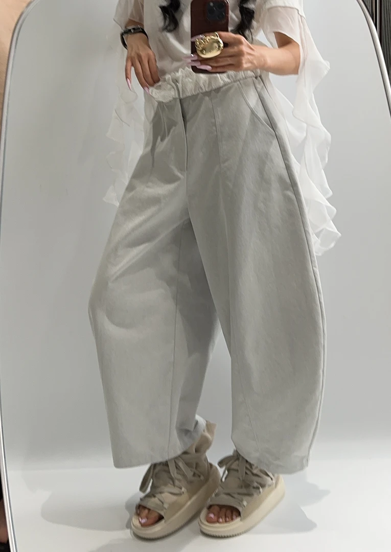 VIVISPLENDID20630#（定制款NO退NO换）欧美风老爹弯刀九分裤