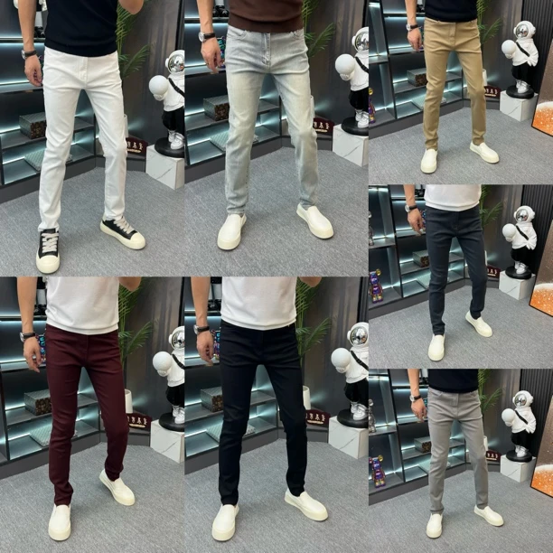 高端轻奢秋季新款弹力牛仔裤男士修身显瘦百搭秋冬时尚韩版休闲裤