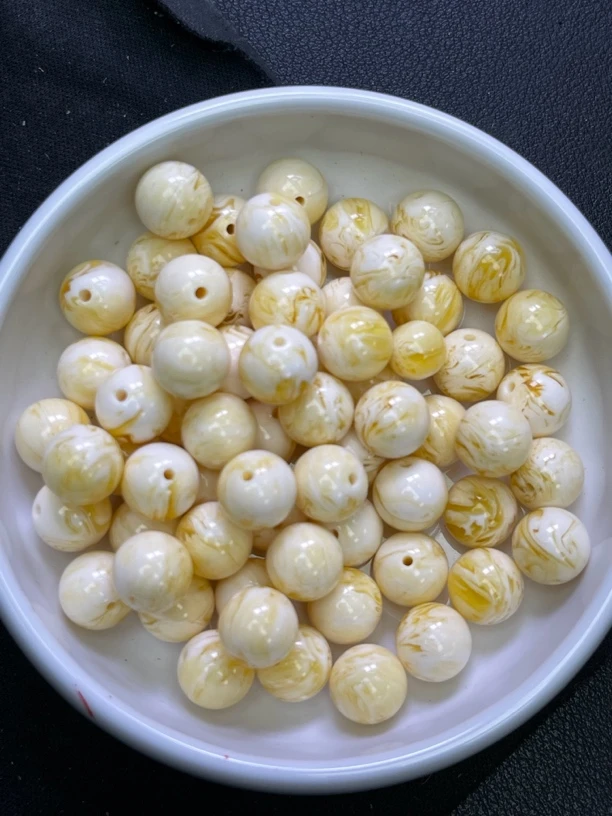 天然琥珀蜜蜡 骨瓷白散珠GCB12 12MM  20颗（赠弹力绳）