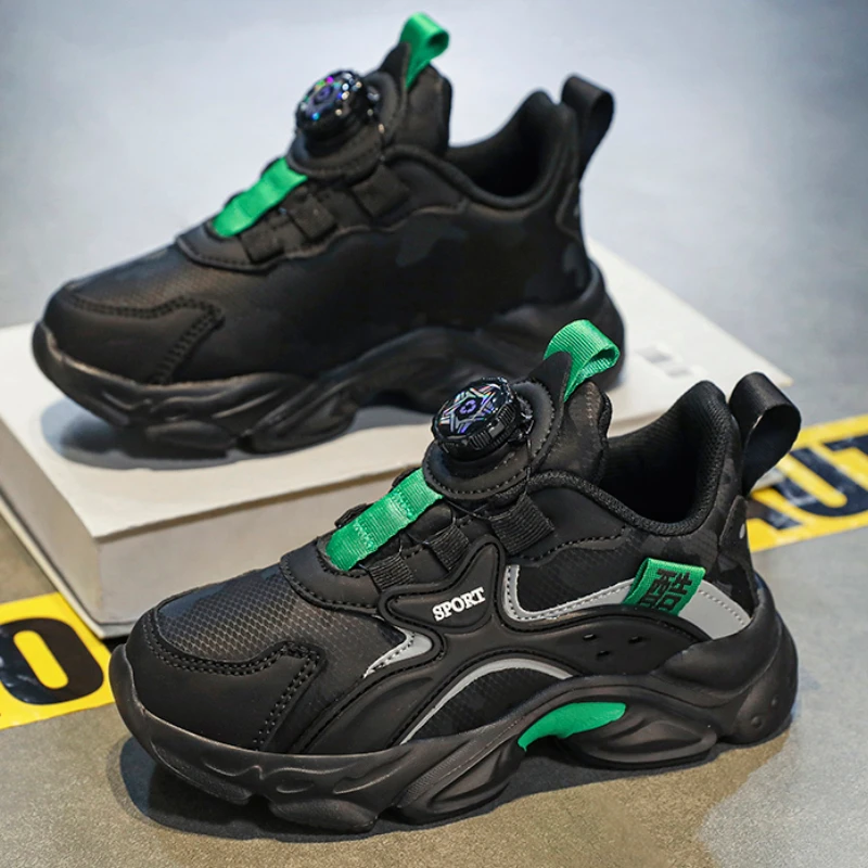 ABC运动鞋秋冬新款男孩皮面防水儿童跑步鞋中大童2025童鞋韩系