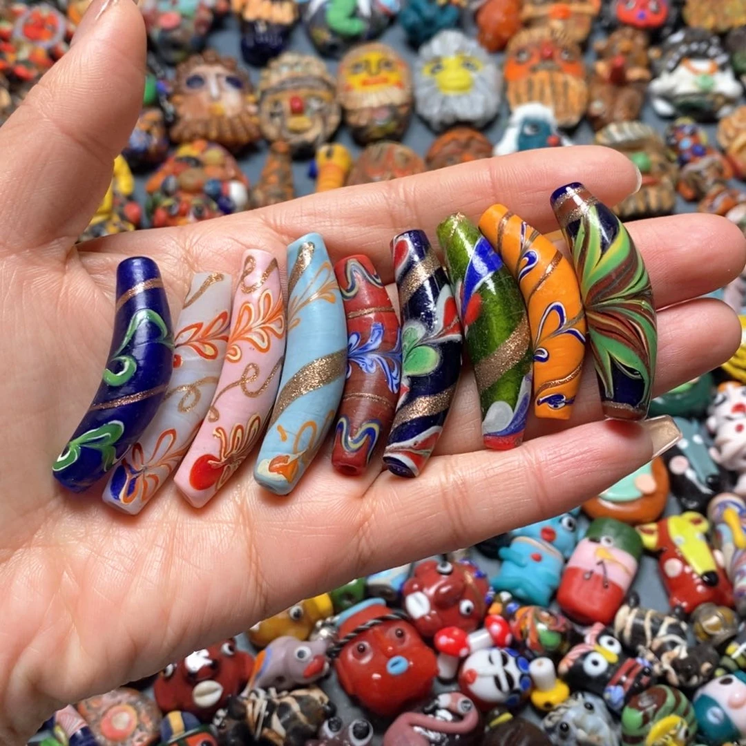 琉璃颈饰印度尼西亚弯管一组