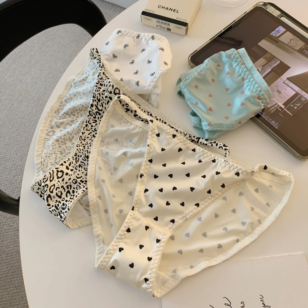 纯欲风性感豹纹蕾丝边高开叉少女三角女士内裤12收腹裤产后塑身裤