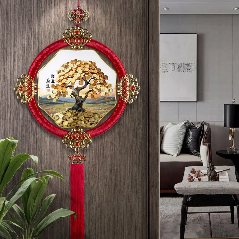 财源广进玄关挂件画吉祥挂墙装饰品高级感入户装饰画客厅墙壁挂画