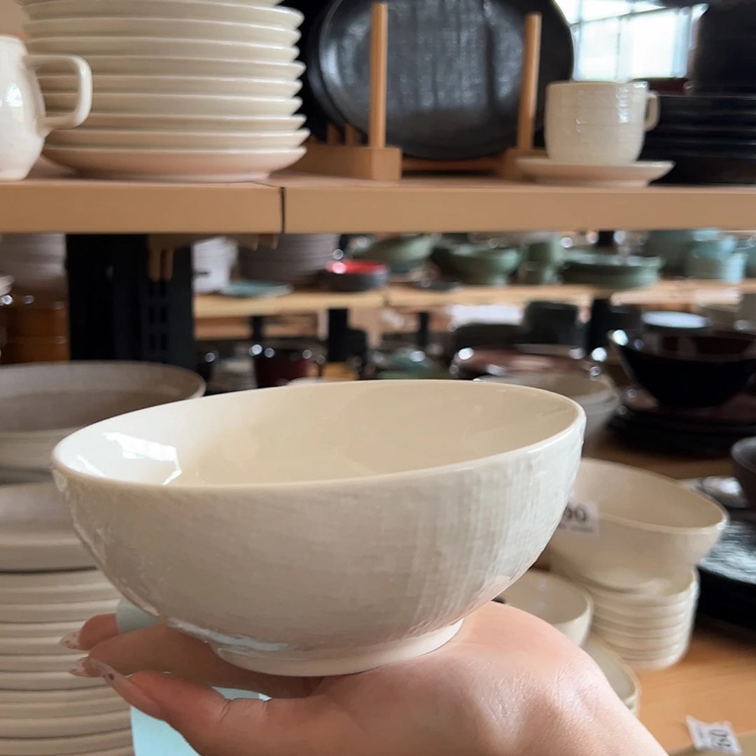 新骨瓷92微瑕6.25寸麻布纹白面碗