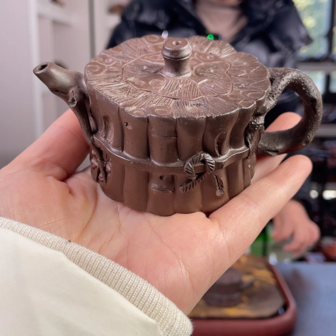 紫砂茶壶炜*紫泥一捆竹130cc