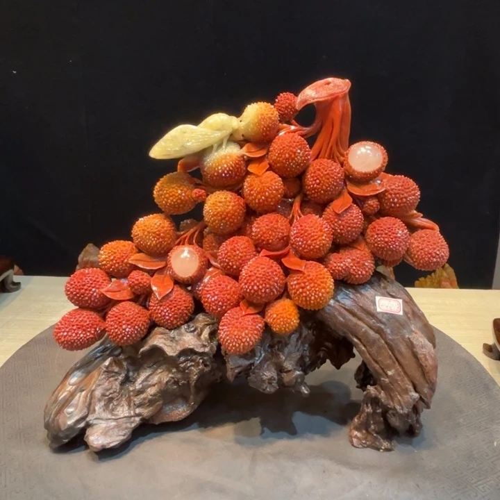 我***红寿山石寿山石摆件文化