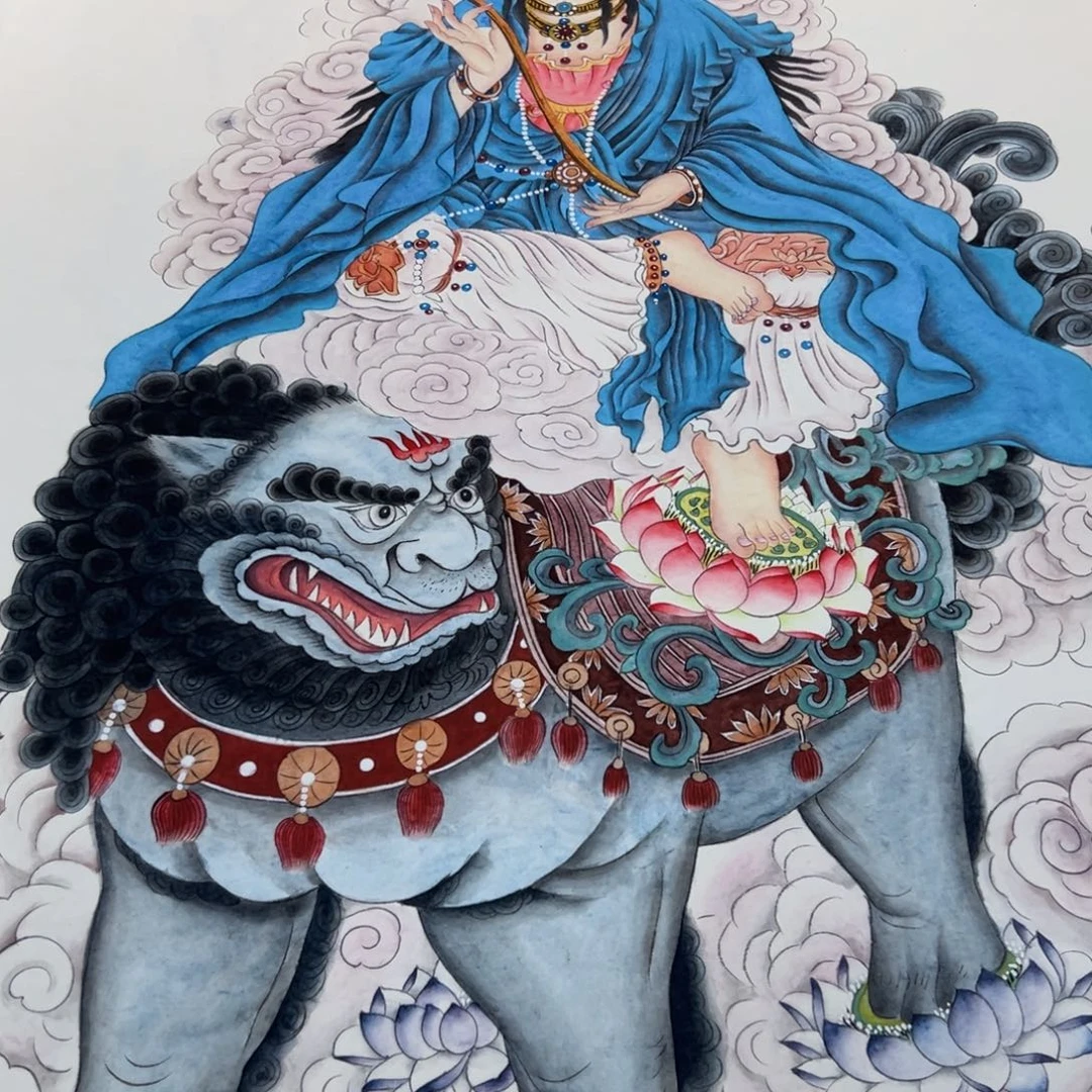 国画李老师文殊菩萨作品