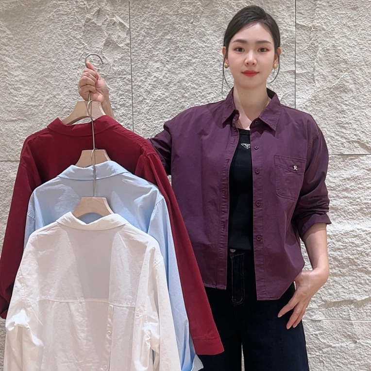 （时秀）秋季新款宽松长袖衬衫女遮肚子显瘦休闲百搭女士上衣
