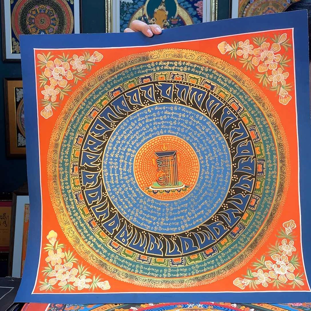 卷轴画手绘唐卡 50厘米十相六字