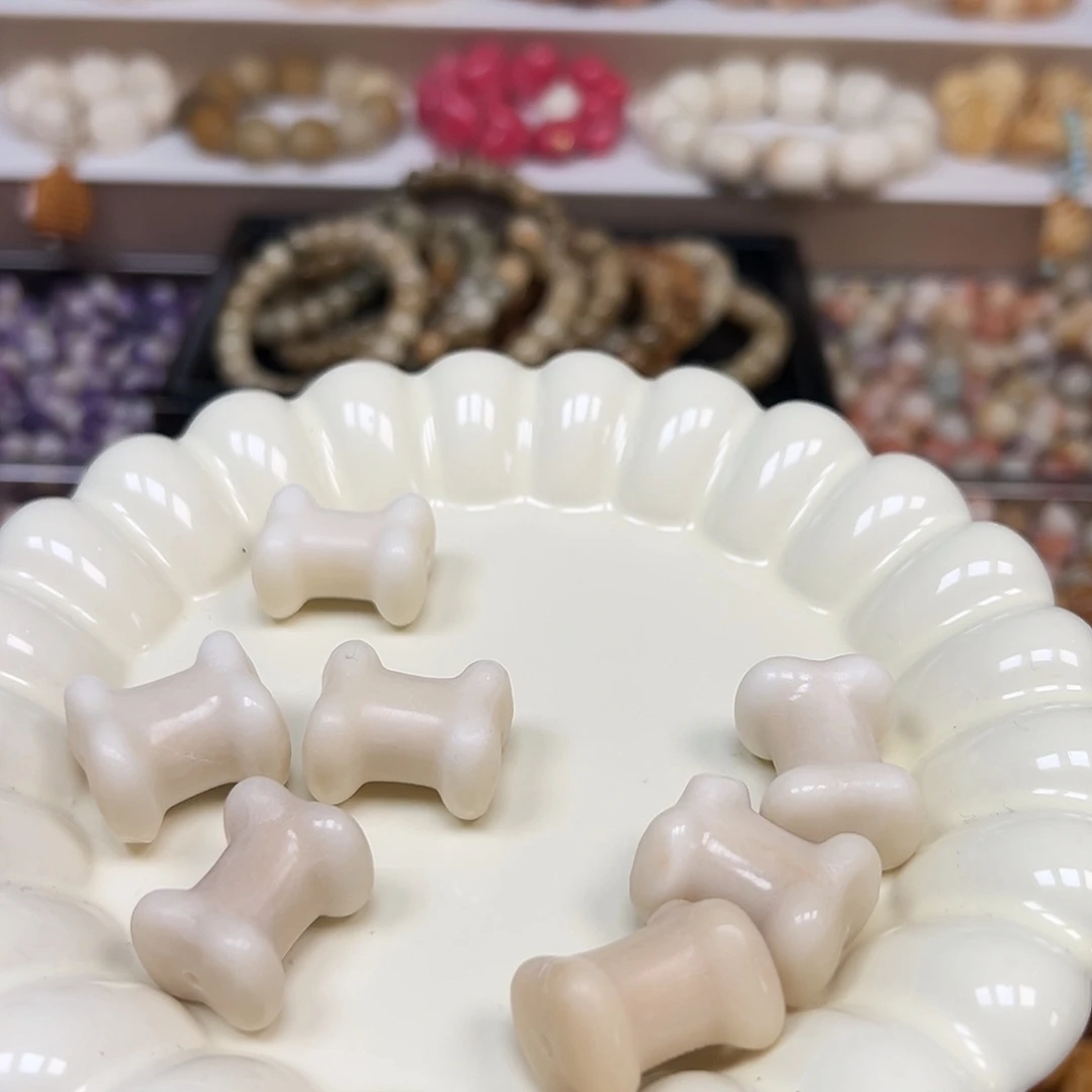 手串菩提根/象牙果瑕疵白骨头7颗表面孔道有裂