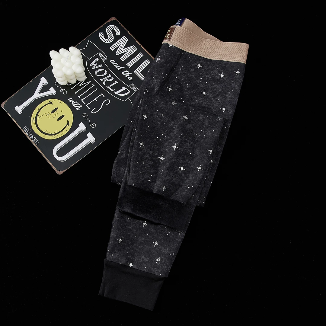 保暖裤成人休闲裤男格子保暖青少年打底时尚底裤星点