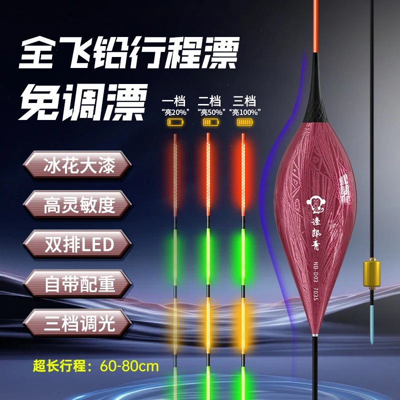 渔郎青NB-D03鸽子蛋三档调光夜光漂高灵敏全飞铅大物行程漂托底漂