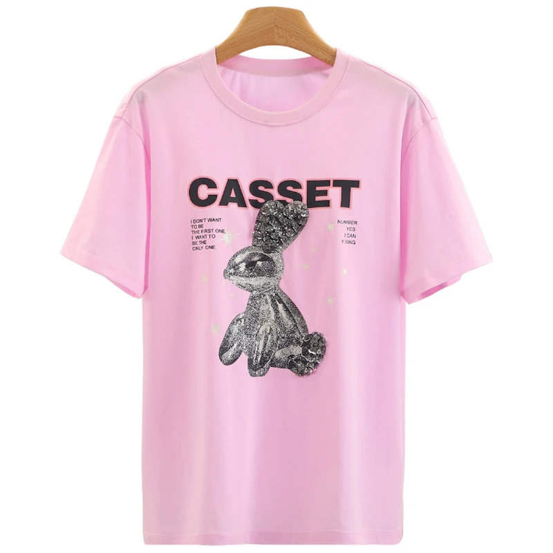 F1424-【依】时尚卡通印花上衣短袖圆领T恤#WYL56X005