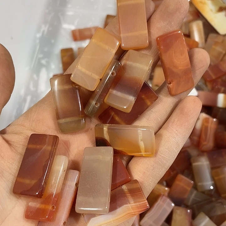 玛瑙/玉髓合金珠宝半成品20个双排孔玛瑙长方形