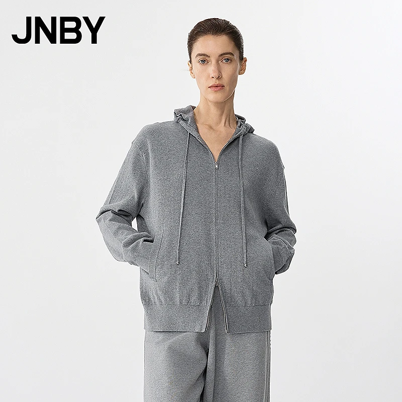 【商场同款】JNBY/江南布衣25春新品毛针织开衫连帽细闪5P2311330