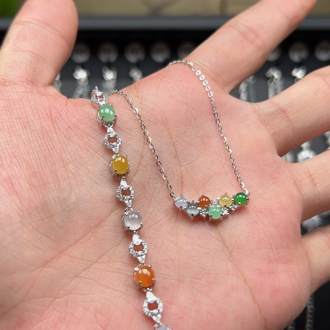 鹤***.翡翠银S925镶嵌手链168/350